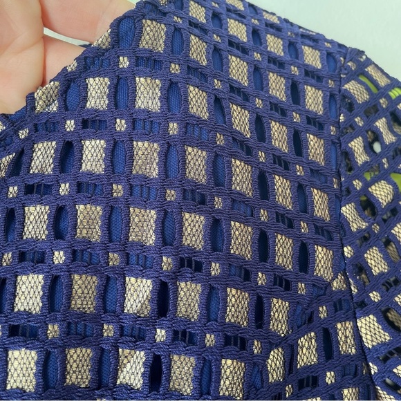 Just Me Navy Blue Fit & Flare Dress | Size Small purple gold women’s party Y2K - Picture 4 of 15